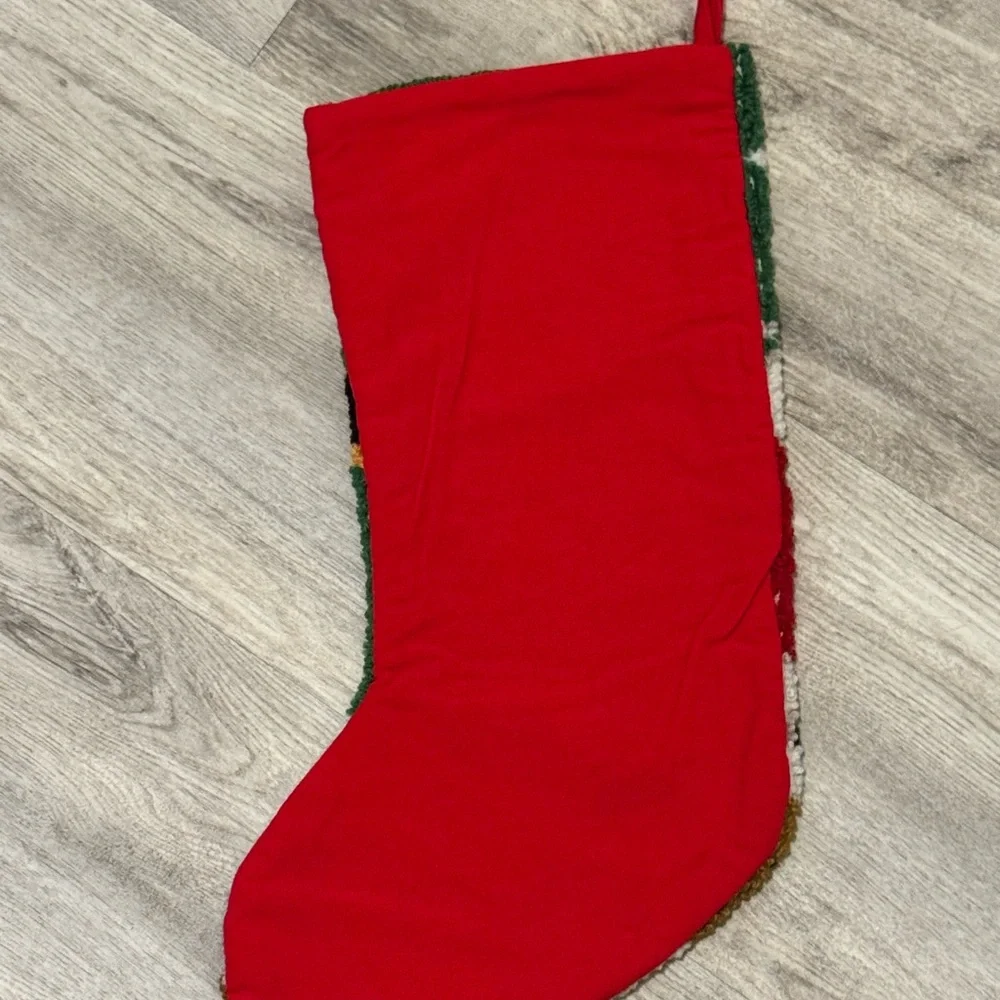 NEW VINTAGE 1970s Latch Hook Rug Christmas Stocking Santa Claus Wall Hanging 18" - Picture 4 of 4